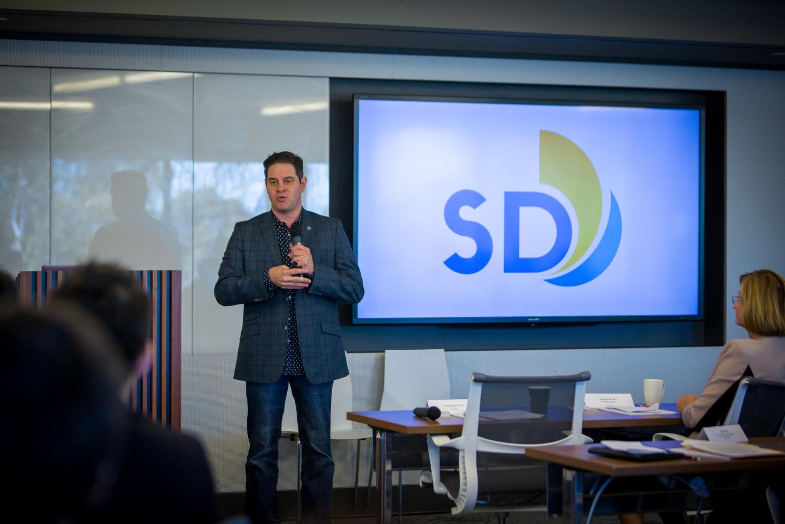 David Graham, deputy chief operating officer for the City of San Diego, said the City plans to serve as a laboratory for smart transportation innovations. Photo credit Shanni Jin/ Calit2